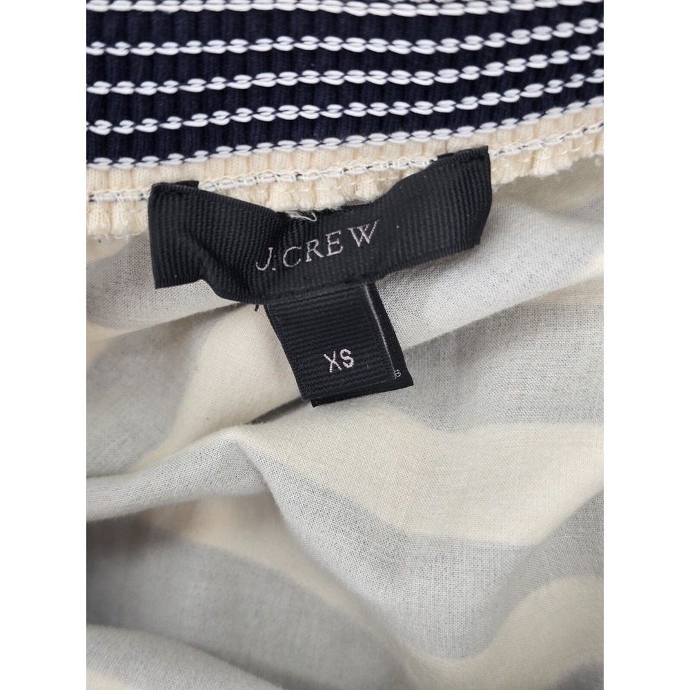 J Crew XS Stripe Knit Mini Dress Off Shoulder 3/4 Sleeve Bow Cuff 100% Cotton - Picture 9 of 11